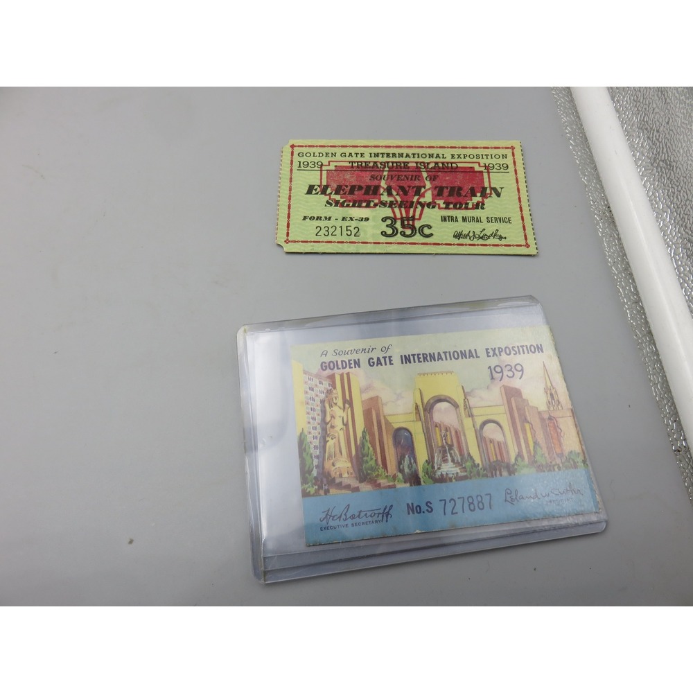 1939 Golden Gate International Exposition Elephant Train Ticket & Souvenir Card